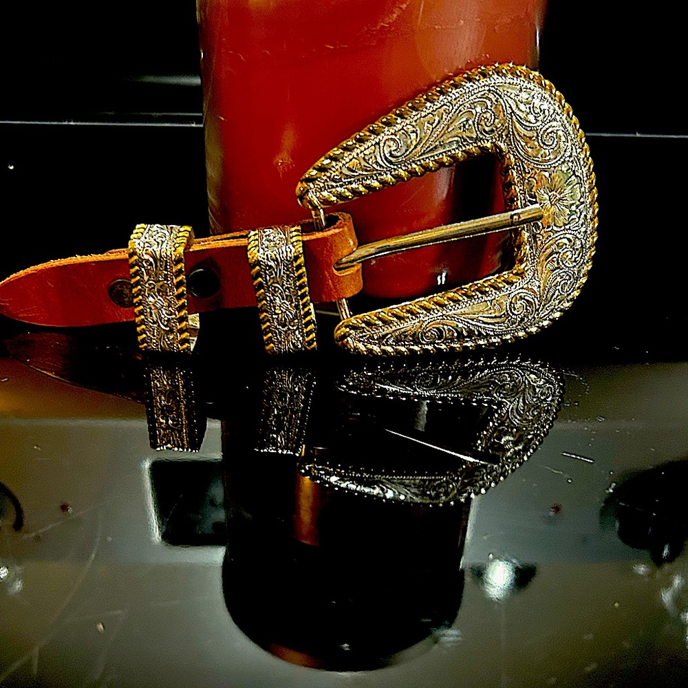 Crumrine Heavy Silver Plated on Jewelers Bronze Belt Buckle